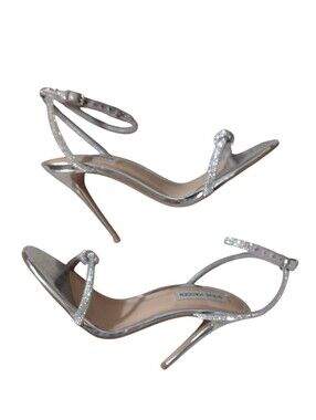 Steve Madden Sparkling Silver Rhinestone Strap Stiletto Heels Size 8 Brooke
